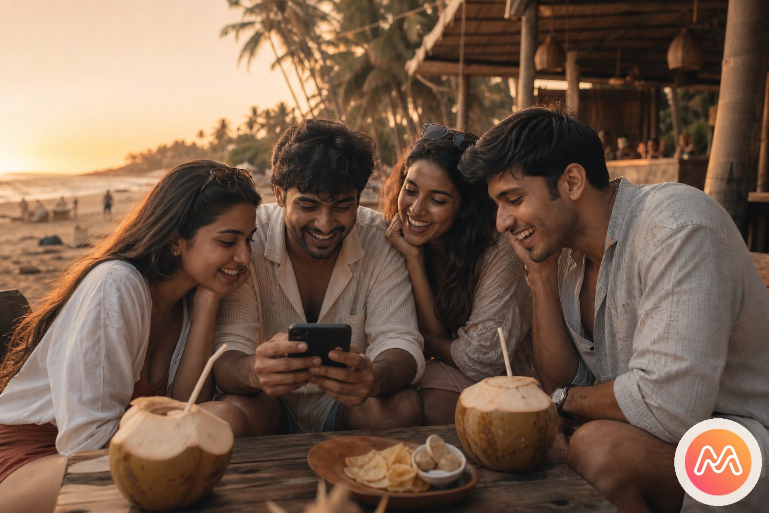 A close group of Indian friends using separate private Memoria Circles for shared moments
