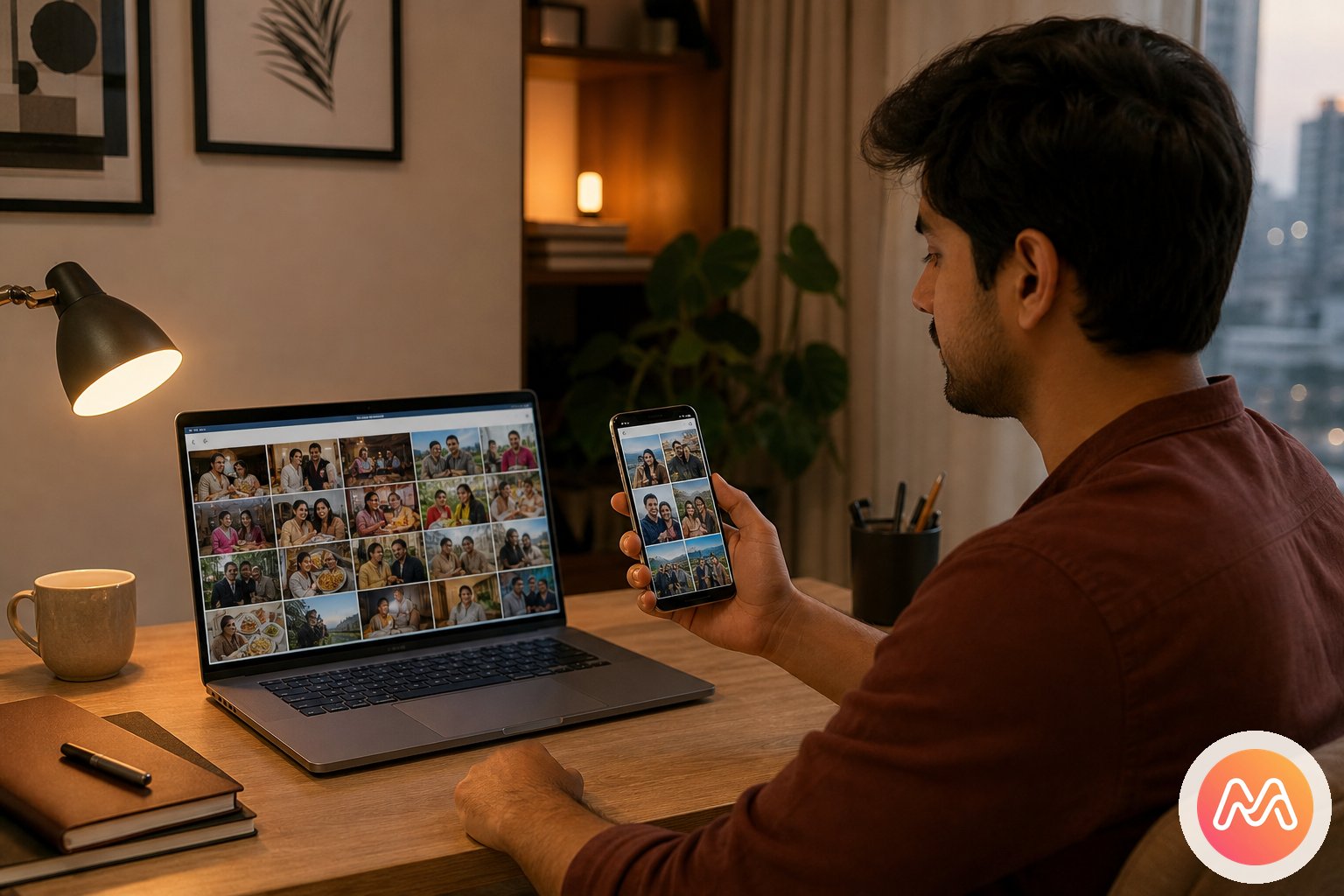 Indian group comparing a Google Photos shared album with a Memoria Circle