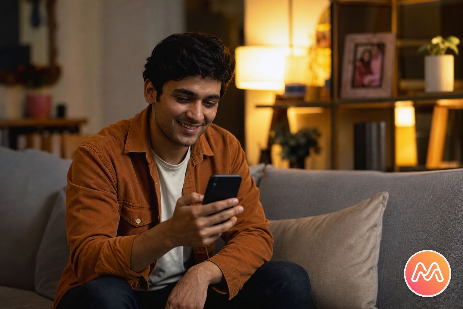 Memoria Companion on a phone, talking like a friend group and showing a real Circle photo