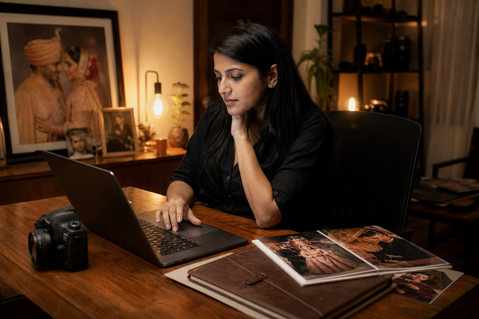 Studio reviewing a permanent wedding gallery before sending the couple login
