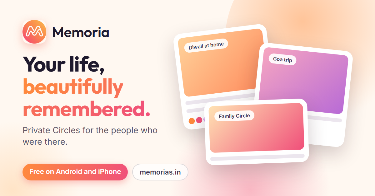 Cloud storage for photos in India: a private family Circle in the Memoria app